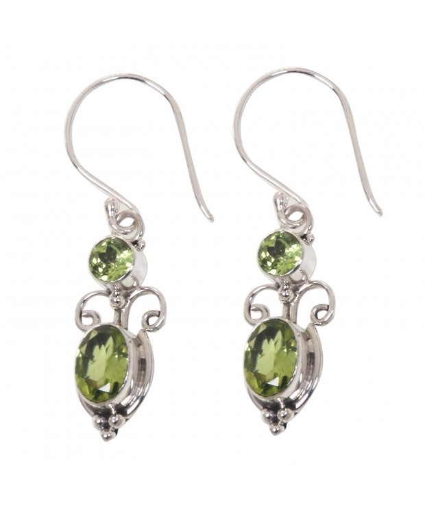 NOVICA Peridot Sterling Earrings Princess