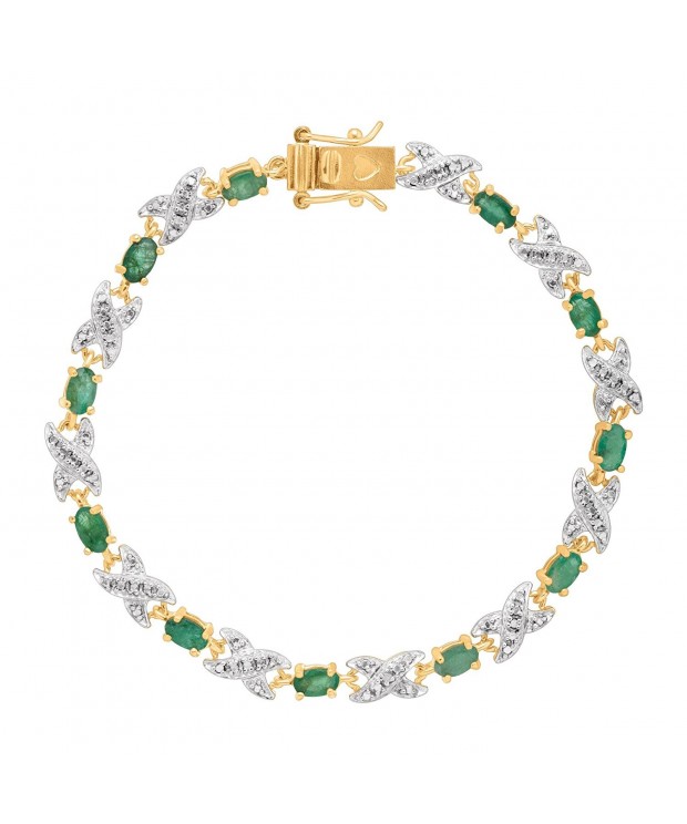 Natural Emerald TennisBracelet Gold Plated Sterling