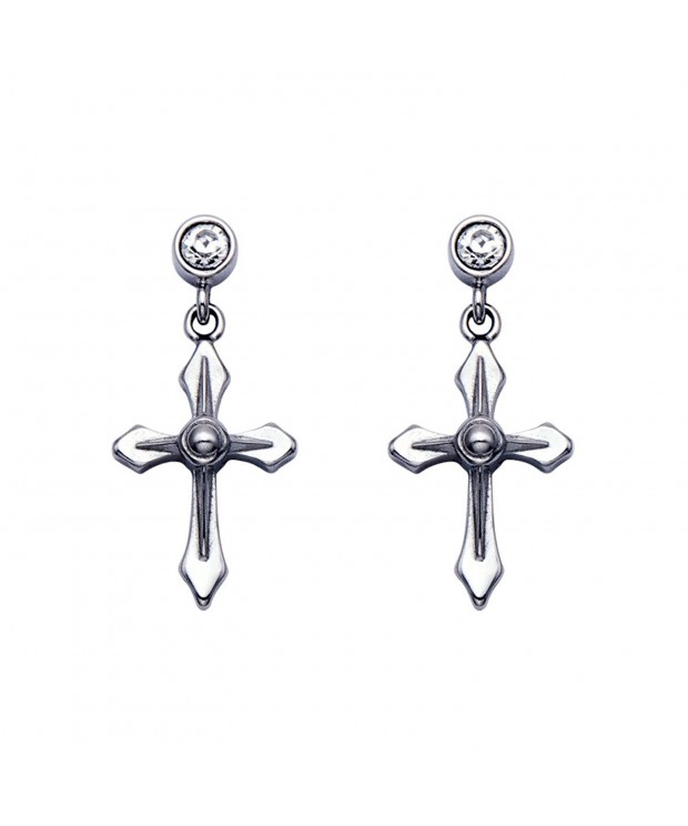 Stainless Steel Dangle Earrings Crystal