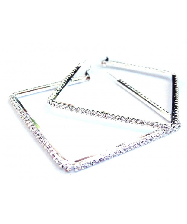 Square Large Earrings Crystal Silver