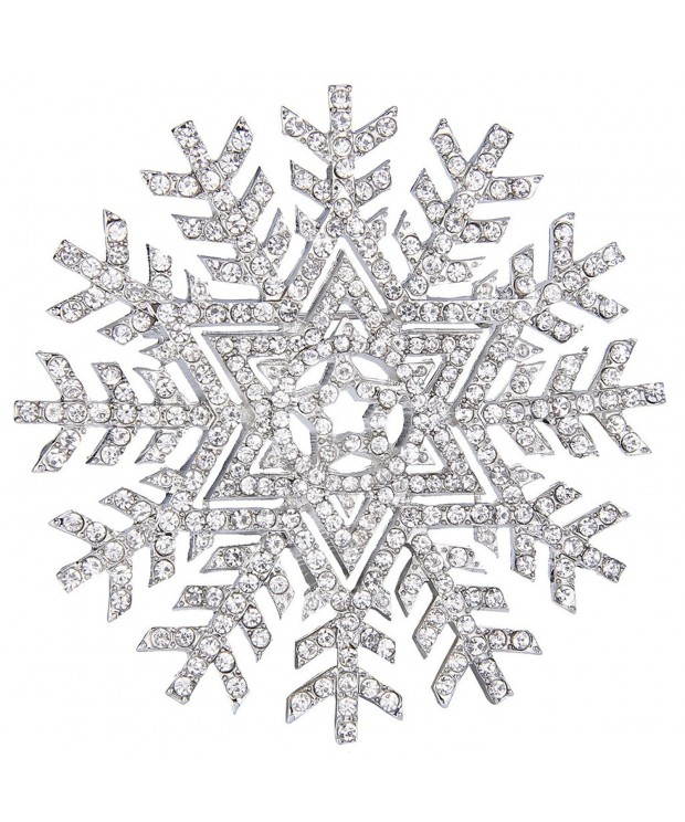 EVER FAITH Silver Tone Austrian Snowflake