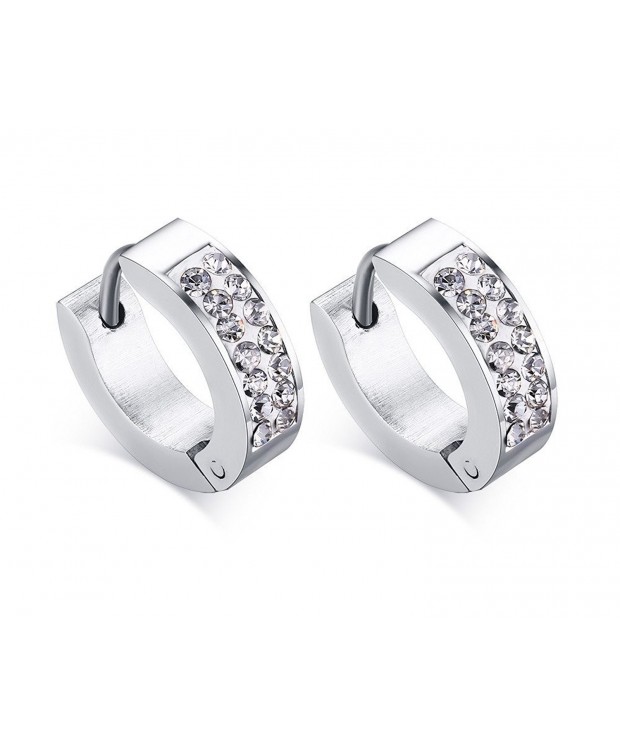 Womens Stainless Steel Rhinestone Earrings