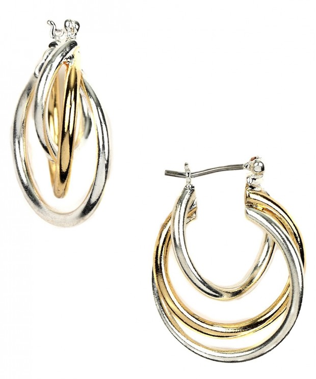 Napier Two Tone Twist Hoop Earrings