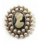 Simulated Pearl Crystal Brooch Silver