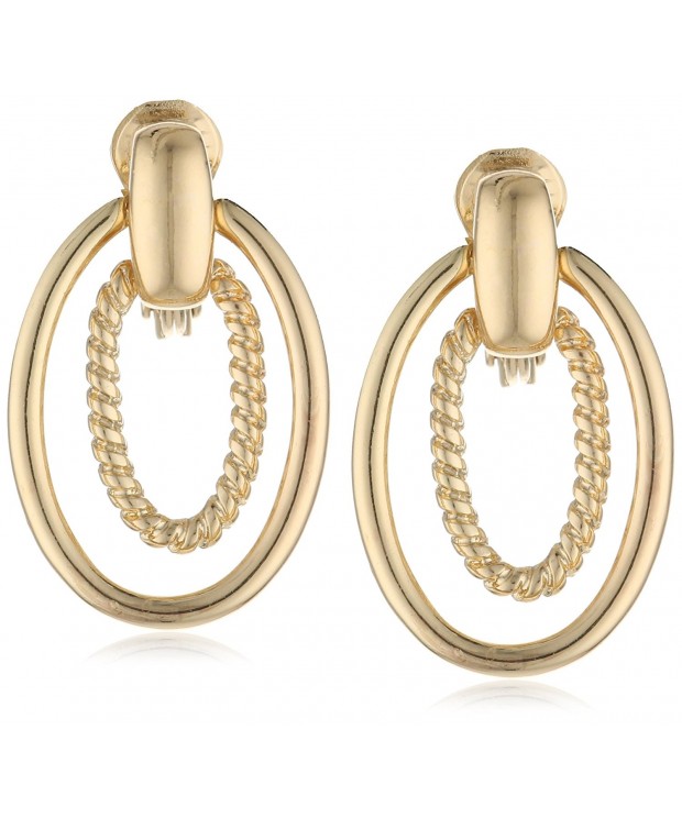 Napier Gold Tone Accented Doorknocker Earrings