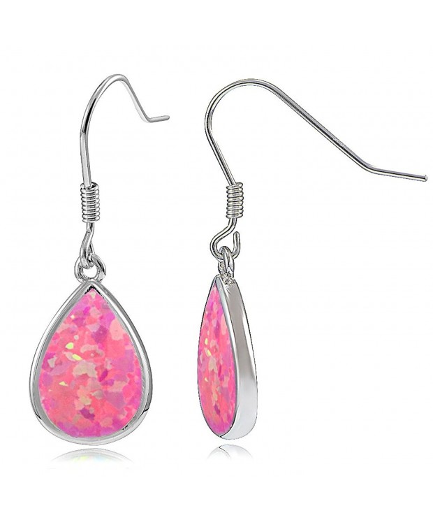 Sterling Silver Created Teardrop Earrings