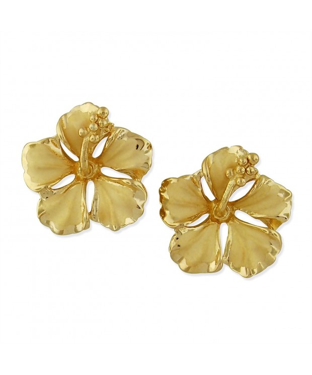Yellow Sterling Silver Hibiscus Earrings