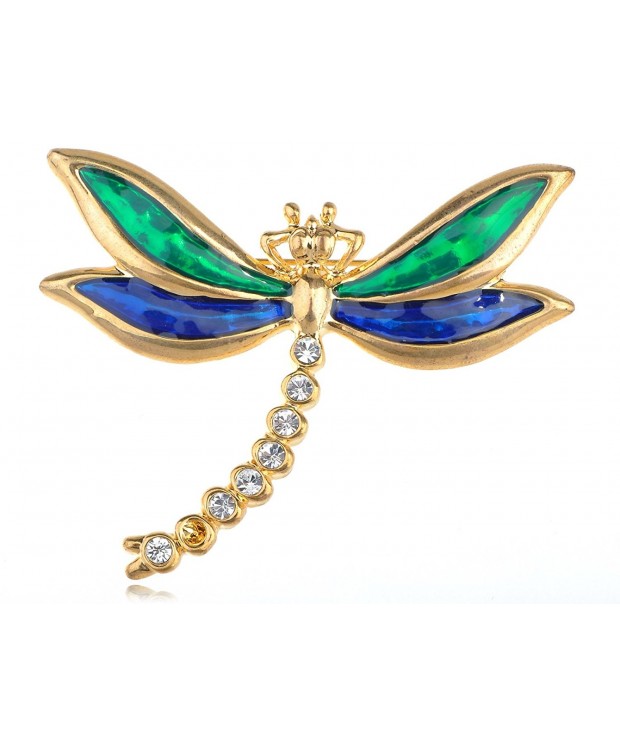 Alilang Golden Rhinestones Dragonfly Insect