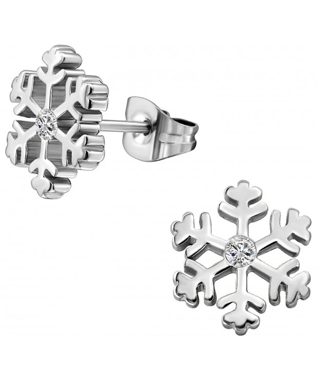 Surgical Steel Zirconia Snowflake Earrings