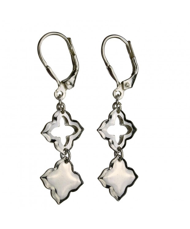 Sterling Silver Clover Leverback Earrings