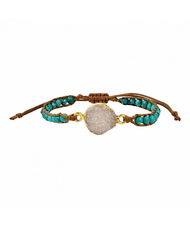 Druzy Bracelet White Synthetic Turquoise Green