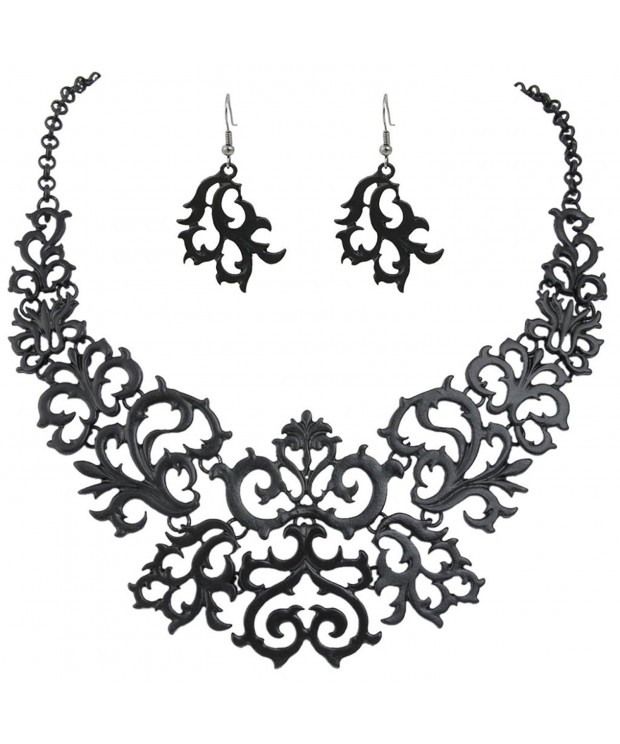 EVER FAITH Black Tone Statement Necklace