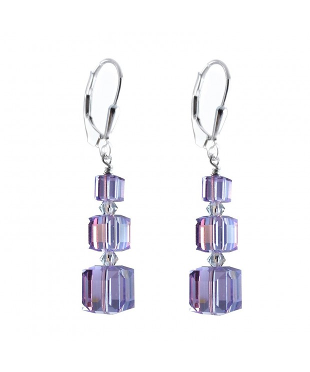 Lavender Earrings Swarovski Elements Lever Back