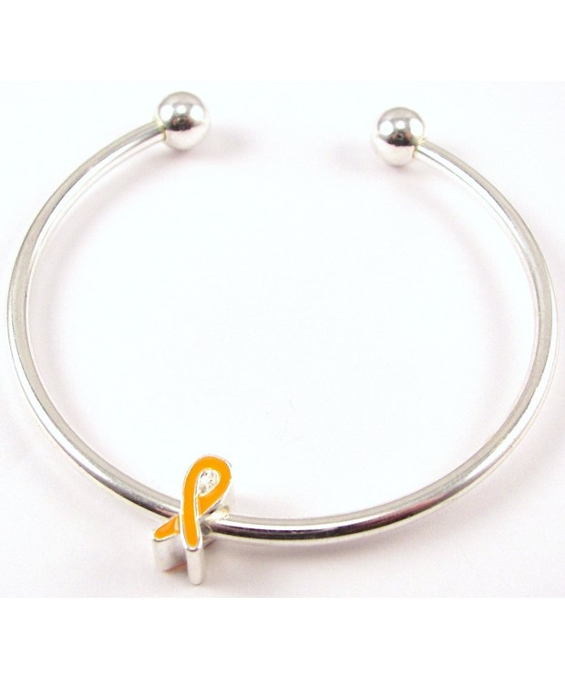 Orange Ribbon Charm Cuff Bracelet