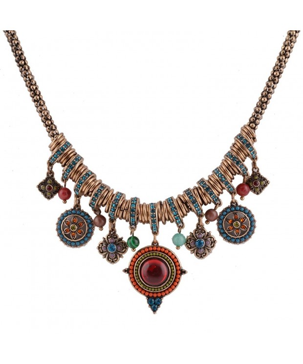 Bohemian Multicolor Pendants Rhinestone Necklace