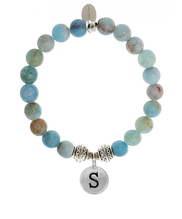 EvaDane Aquamarine Gemstone Alphabet Bracelet