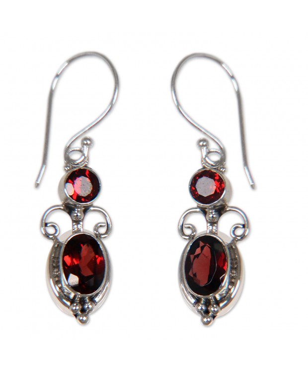 NOVICA Garnet Sterling Earrings Princess