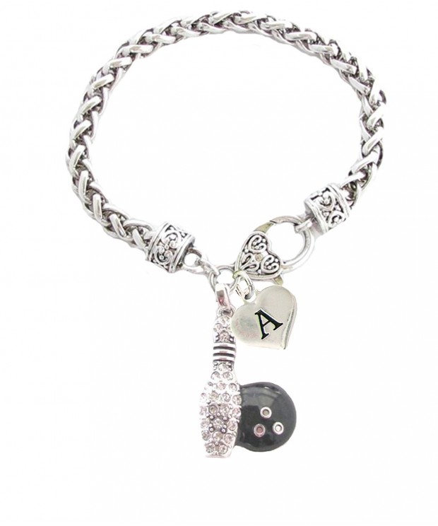 Crystal Bowling Bracelet Jewelry Initial
