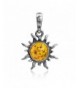Amber Sterling Silver Flaming Pendant