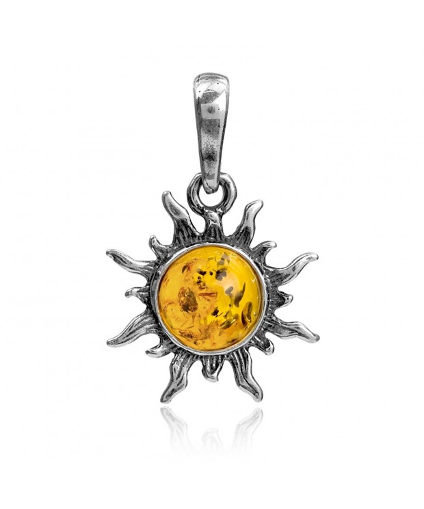 Amber Sterling Silver Flaming Pendant