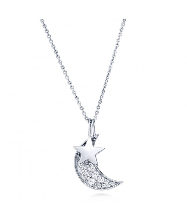 BERRICLE Sterling Zirconia Crescent Necklace