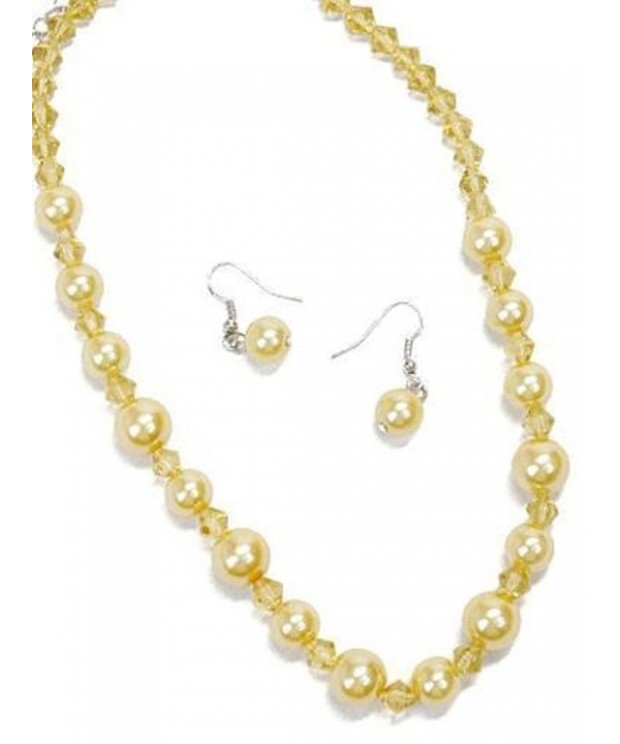 Pastel Yellow Pearl Crystal Necklace
